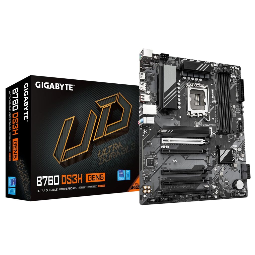 Gigabyte B760 DS3H GEN5 Intel 1700 Socket Motherboard, ATX, 4x DDR5 Slots, 2x M.2 Sockets, GbE LAN, 1x DisplayPort / 1x HDMI Port