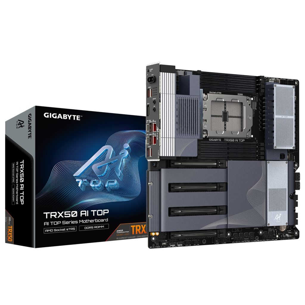 Gigabyte TRX50 AI TOP-2B AMD sTR5 Socket Motherboard, E-ATX, 8x DDR5 Slots, 4x M.2 Sockets, Fitted I/O Shield, 2x 10GbE LAN, Wi-Fi 7