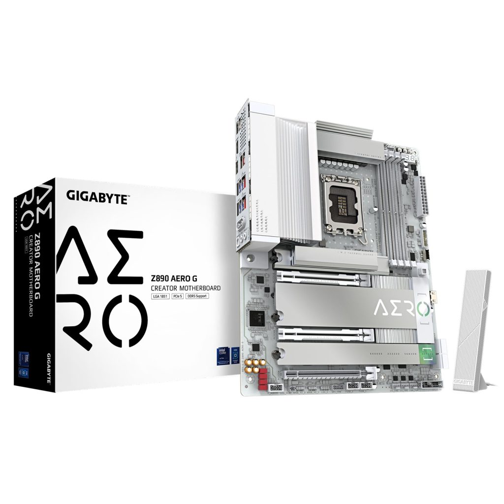 Gigabyte Z890 AERO G Intel 1851 Socket Motherboard, ATX, 4x DDR5 Slots, 5x M.2 Sockets, Fitted I/O Shield, 2x 2.5GbE LAN, Wi-Fi 7