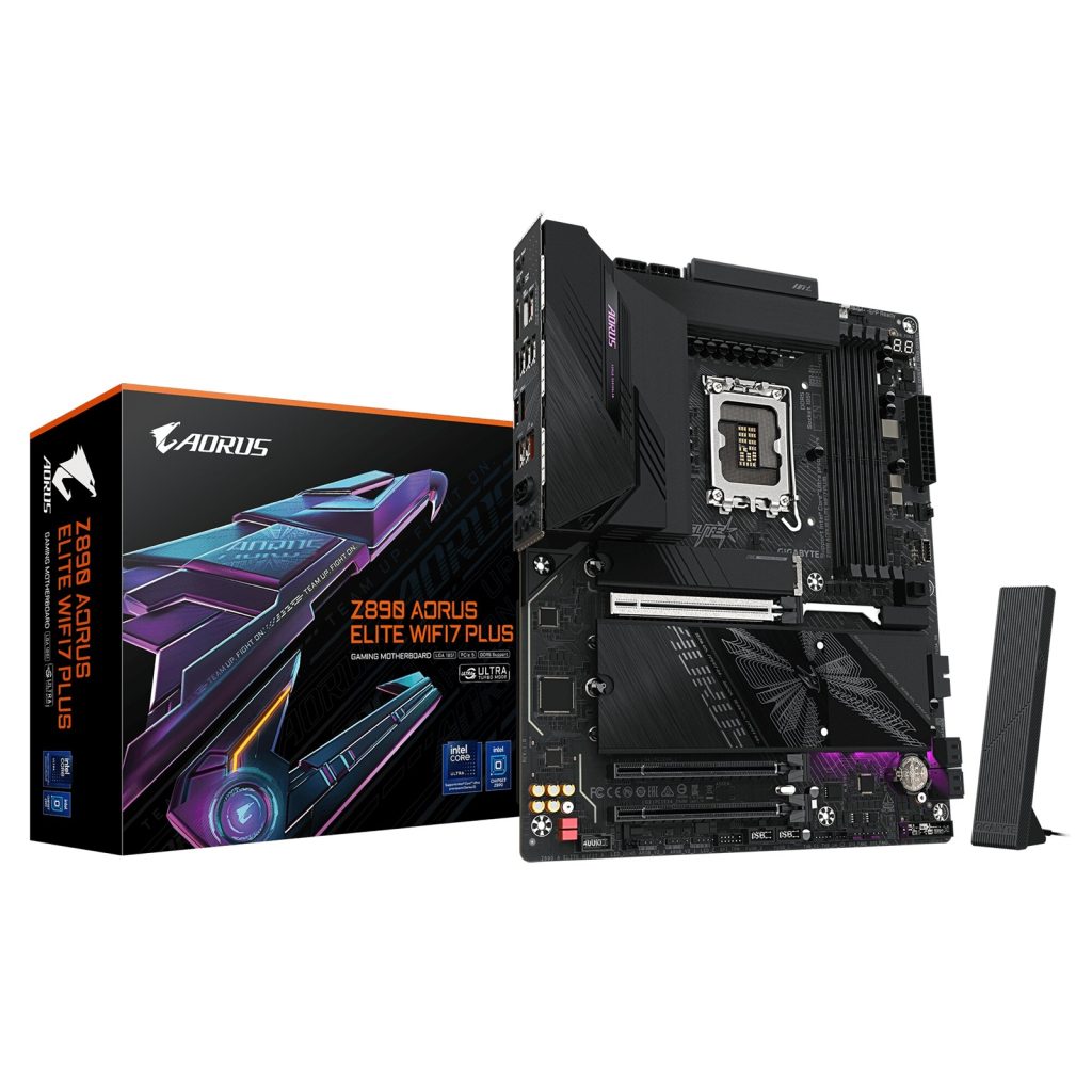 Gigabyte Z890 AORUS ELITE WIFI7 PLUS Intel 1851 Socket Motherboard, ATX, 4x DDR5 Slots, 4x M.2 Sockets, Fitted I/O Shield, 5GbE LAN, Wi-Fi 7