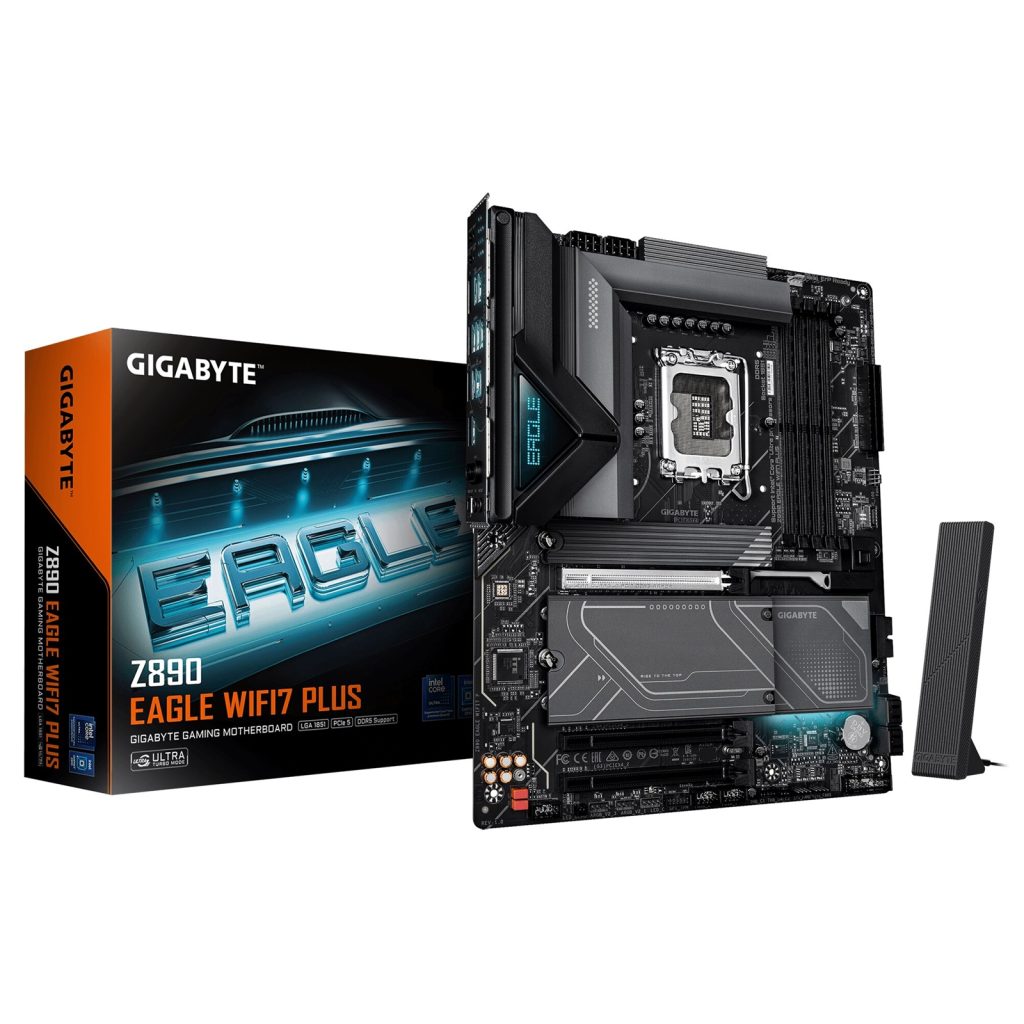 Gigabyte Z890 EAGLE WIFI7 PLUS Intel 1851 Socket Motherboard, ATX, 4x DDR5 Slots, 4x M.2 Sockets, Fitted I/O Shield, 2.5GbE LAN, Wi-Fi 7